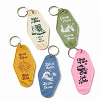 Portachiavi in plastica Vigreat stile retrò western per motel, personalizzabile con citazioni per avventure all'aperto, texture goffrata, decorazione per viaggi e negozi, rivendita
