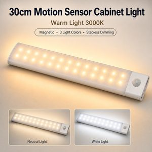 30cm Modern Rechargeable Motion Sensor LED Cabinet <b>Light</b> Under Cabinet Lamp Magnetic 3 Color Stepless Dimmable <b>Wireless</b> Portable - Product Image 1