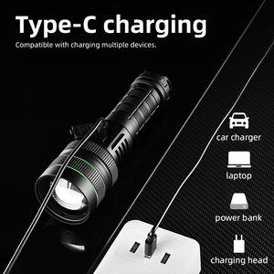 Đèn pin Helius nâng cấp bán buôn, sạc lại được, màn hình kỹ thuật số, ánh sáng mạnh, tầm xa, pin 26650, đèn LED zoom, cổng TYPE-C - Product Image 5