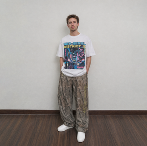 Rundhals-Baumwoll-T-Shirt mit Cyberpunk Neo Seoul District 9 Neon City Grafikdruck, Locker Geschnittenes Kurzarm-Shirt in Verschiedenen Farben - Product Image 4