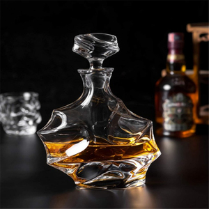 Fête des pères Cocktail fumeur Offre Spéciale Bar boisson cristal cadeau bouteille en verre <span class=keywords><strong>Tequila</strong></span> à l'ancienne 4 verres whisky décanteur ensemble - Product Image 3