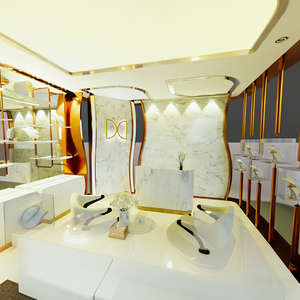 Armoire de présentation en <span class=keywords><strong>verre</strong></span> luxueux avec cadre doré, éclairage LED, forme d'arc, dimensions personnalisables et résistante - Product Image 5