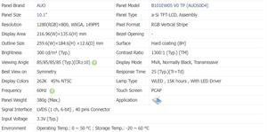 AUO 10.1 inch <strong>lcd</strong> <strong>panel</strong> resolution 1280x800 Brightness 350nit digital signage and display <strong>B101EW05</strong> <strong>V0</strong> - Product Image 2