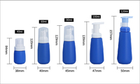 Petite bouteille en plastique à pompe moussante bleue mate personnalisée de 60 ml, savon liquide pour les mains, nettoyant facial, savon en mousse plastique