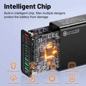 Chargeur rapide 8 ports 4USB + 4Type-C QC3.0, tête de charge multi-interface pour téléphones et tablettes - Product Image 5