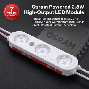 Module LED 2,5W de marque, 3 LED, blanc froid 5000K 6500K, technologie à courant constant DC 12V, utilisation extérieure - Product Image 1