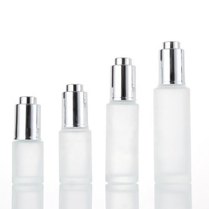 Skin Care 10ml 20ml 30ml 50ml <b>Press</b> Pump Gold Cap Essential Oil Bottles Flat Shoulder Push <b>Button</b> Serum Dropper Bottle - Product Image 1