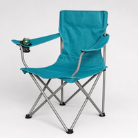Chaise pliante de camping en acier inoxydable à dossier haut, grand fauteuil de loisirs pour extérieur, jardin, pêche, plage, avec porte-gobelet portable