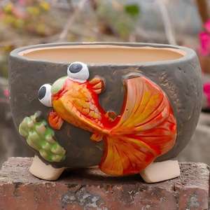 MSH Nouveauté <span class=keywords><strong>Pot</strong></span> <span class=keywords><strong>de</strong></span> fleurs succulentes peint à la main en forme <span class=keywords><strong>de</strong></span> poisson rouge <span class=keywords><strong>Décoration</strong></span> pour <span class=keywords><strong>maternelle</strong></span> - Product Image 3