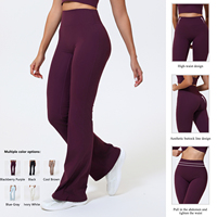 Pantalon de yoga taille haute coupe bootcut uni pour femme, effet ventre plat et rehausseur de fessiers, extensible dans quatre directions, idéal pour la gym, le Pilates et le quotidien