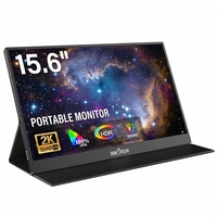 Extensor de Pantalla para Portátil Gris de 15.6 Pulgadas, 1440P QHD, Relación de Contraste de 1000:1, Ángulo de Visión de 178°, con Altavoces Integrados
