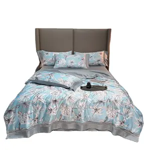 Conjunto de cama clássico super macio, conjunto de capa de edredon bordado