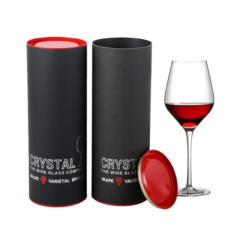Customized Red Wine Biodegradable Paper Can Packaging Compression Resistant Tin Lid Reusable Paper Tubes