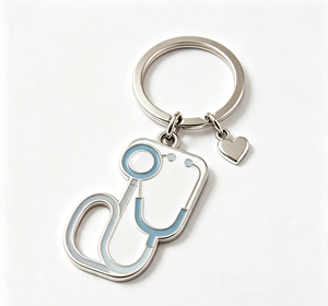 Porte-clés stéthoscope en alliage, porte-clés en métal émaillé, logo personnalisé, pendentif médical, cadeau - Product Image 4
