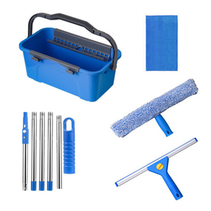Ensemble d'outils de nettoyage de vitres ESD 12L <span class=keywords><strong>avec</strong></span> seau, raclette en plastique, chiffon en microfibre et <span class=keywords><strong>manche</strong></span> <span class=keywords><strong>télescopique</strong></span> - Product Image 2