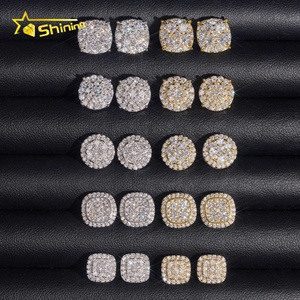 Spedizione Rapida, Disponibilità Locale, Orecchini in <span class=keywords><strong>Argento</strong></span> <span class=keywords><strong>925</strong></span> con Moissanite VVS Certificata GRA, Stile Hip Hop con Chiusura a Vite - Product Image 4
