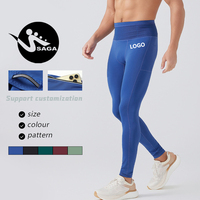 Leggings de sport pour hommes personnalisés OEM, taille haute, séchage rapide, respirants, haute élasticité, effet ventre plat, compression