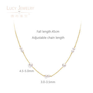 Chica romántica Linda encantadora <span class=keywords><strong>Tik</strong></span> <span class=keywords><strong>Tok</strong></span> Ins Popular perla <span class=keywords><strong>de</strong></span> agua dulce 18K oro encanto collar gargantilla cadena <span class=keywords><strong>de</strong></span> eslabones Mini joya para regalo - Product Image 2