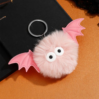 Porte-clés en peluche chauve-souris Halloween vente en gros porte-clés pendentif boule molle colorée personnalisée