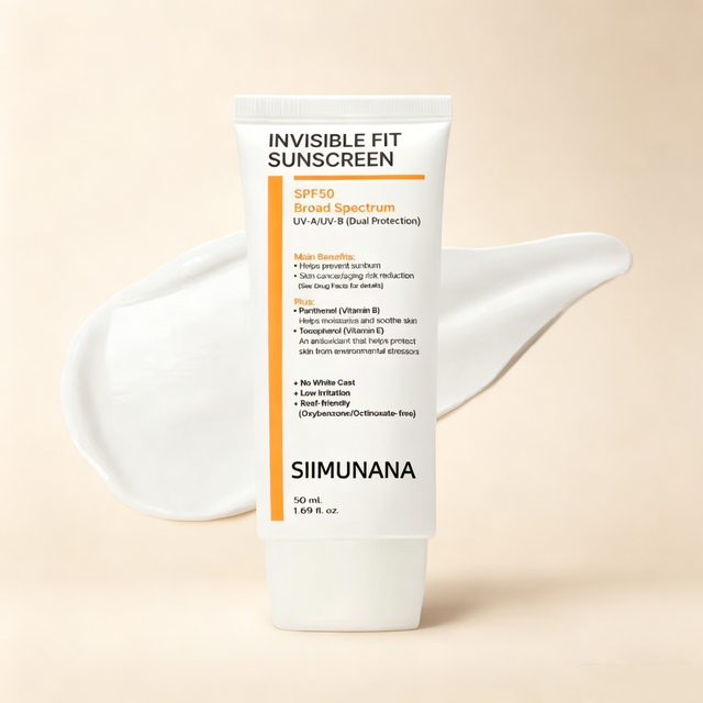 SPF50 Broad Spectrum Sunscreen Invisible Fit UVA/UVB Protection with No White Cast Brightening Dual-Effect for All Skin Types