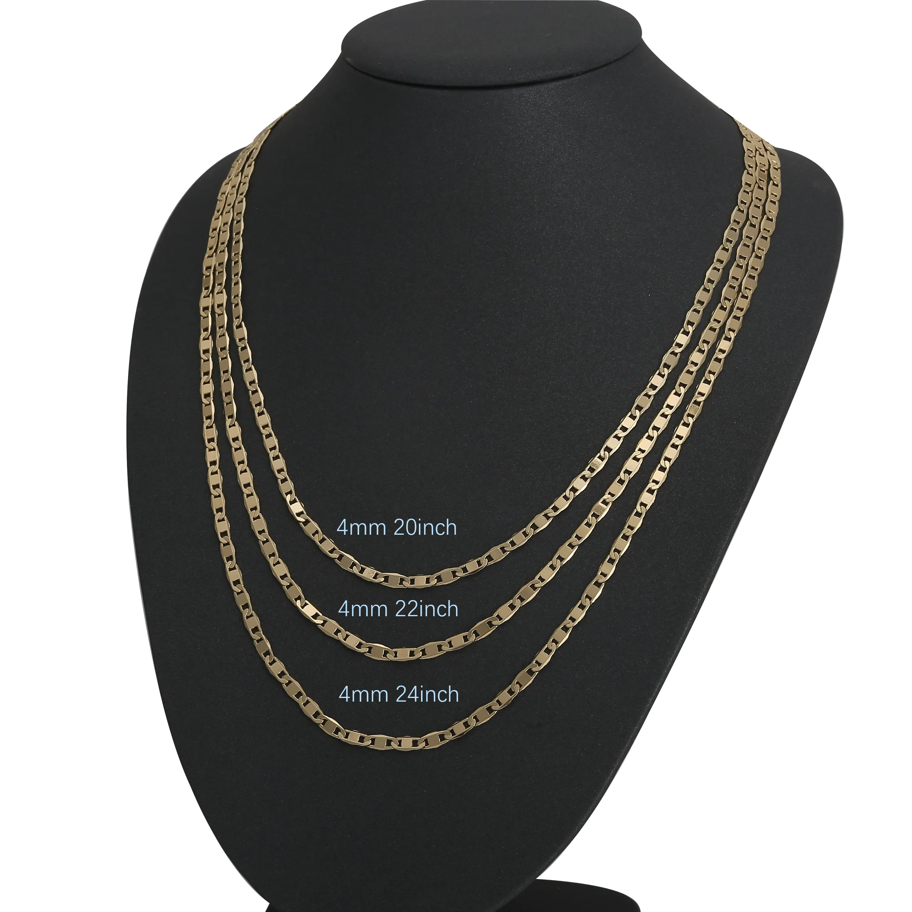 أفضل بيع 4 مللي متر دبي 18k الذهب مطلي الأزياء سلسلة مجوهرات قلادة سبائك النحاس الرجال الكوبية فيجارو ربط سلسلة قلادة