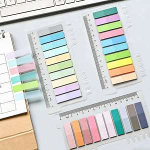 200 Sheets Multi-color <b>PET</b> Adhesive Index Tab Set Ruler Scale Self-adhesive Page Markers Memo Pads Office Study Stationery - Product Image 2