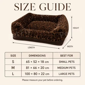 Canapé-lit pour animaux de compagnie en fausse fourrure léopard de luxe, housse amovible et lavable, lit orthopédique pour chien à haute résilience, support personnalisé, livraison directe - Product Image 5