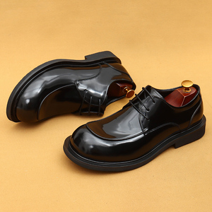 Zapatos Derby de Corte Ancho para Hombre, Diseño de Punta Ancha, Cuero Vacuno Genuino con Acabado Brillante, Estilo Británico, Zapatos de Vestir para Negocios - Product Image 4