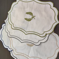 Napperons et serviettes de table en coton naturel blanc brodés pour événements et fêtes – Vente en gros