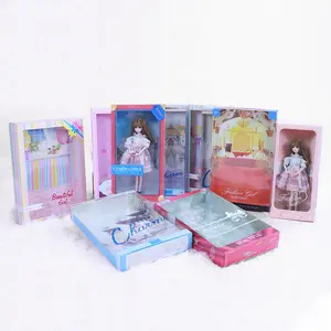 Custom Grote Clear Speelgoed Pakket Papier Doos Met Transparant Venster Tall Baby Meisjes Pop Gift Verpakking
