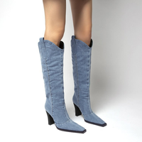 Bottes de cowboy pour femme, chaussures Sexy de styliste, longues, à hauteur des genoux, pour l'hiver