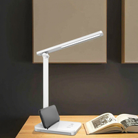 Lampe de bureau LED électrique en plastique minimaliste avec charge sans fil, flexible, multifonctionnelle, commande tactile, veilleuse pour lecture, 5V