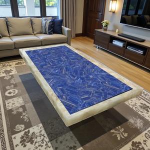Table basse rectangulaire en lapis-lazuli, travail aléatoire, pour le bureau et la décoration d'hôtel, table de salle à manger en marbre, table de canapé - Product Image 3