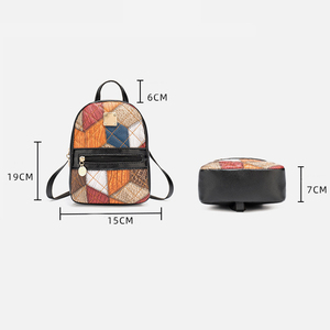2025 <strong>Women</strong> <strong>Backpack</strong> Vintage Geometric Pattern <strong>Backpacks</strong> Portable <strong>Small</strong> Schoolbag Shoulder Bag Students Mini Patchwork <strong>Backpack</strong> - Product Image 6