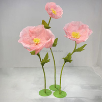 Set Bunga Iris Poppy Mawar Kertas Organza Raksasa, Dekorasi Jendela Bunga Buatan untuk Pernikahan dan Acara