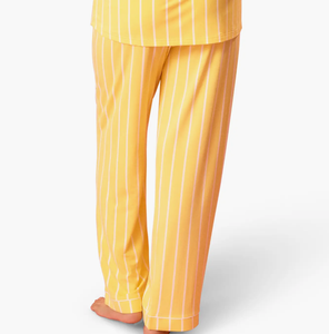 Nuevas llegadas: Conjunto de <span class=keywords><strong>dos</strong></span> piezas de ropa de dormir de bambú para mujer, pijama con solapa, camisa modesta y pantalón de talle alto a rayas. - Product Image 4