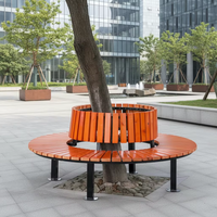 Banc d'extérieur en bois massif toutes saisons de qualité supérieure avec diamètre personnalisable pour centres commerciaux et aménagement paysager - Vente en gros