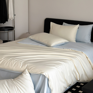 Juego de Ropa de Cama Nórdica de Satén de Algodón de Fibra Larga 100S, 500TC 600TC, Juego de Funda Nórdica <span class=keywords><strong>Bicolor</strong></span>, Juego de Sábanas Tamaño Queen - Product Image 5