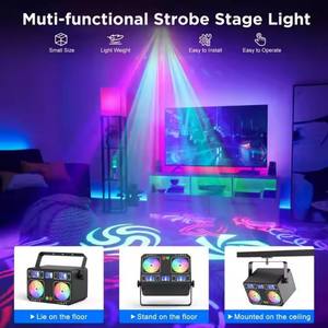 Lampu Laser efek 5in1, cahaya pesta DJ dengan Remote kontrol suara panggung disko Bar gudang DJ KTV Bee Eye strobo - Product Image 2