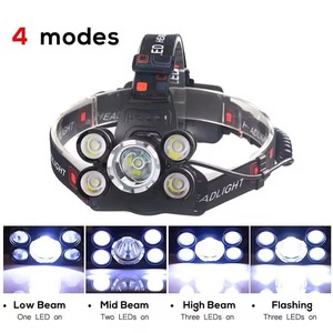 <span class=keywords><strong>12000</strong></span> Lumen Ultra lumineux 5 LED phare <span class=keywords><strong>lampe</strong></span> de poche USB charge IP55 <span class=keywords><strong>lampe</strong></span> <span class=keywords><strong>frontale</strong></span> pour l'extérieur Camping chasse randonnée exploitation minière - Product Image 5