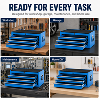 Coffre à outils en acier à 3 tiroirs verrouillable avec tapis de protection en caoutchouc, personnalisable OEM, armoire de rangement pour réparation automobile