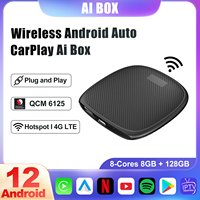 CarPlay Mini Ai Box Android 12, CarPlay inalámbrico para Audi, Mazda, Toyota Benz, Youtube, Netflix, 4G, LTE, GPS, 8GB + 128GB