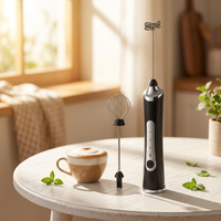 Batidora de Huevos Eléctrica de Mano, Herramienta de Cocina para Hacer Espuma de Leche Fría y Caliente, Espumador de Leche Profesional, Espumador de Leche Eléctrico 4 en 1