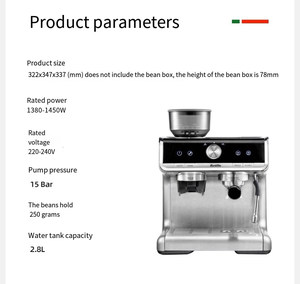<span class=keywords><strong>Cafetera</strong></span> Espresso Eléctrica Comercial Multifuncional con Molinillo, <span class=keywords><strong>Acero</strong></span> <span class=keywords><strong>Inoxidable</strong></span>, 15 Bares de Presión, para Uso en Automóviles y Hoteles - Product Image 3