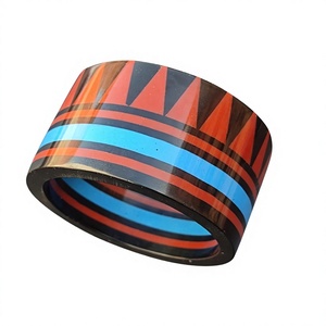 2026 Geometric Pattern Ceramic Resin Bangle <b>Bracelet</b> Ethnic Blue <b>Red</b> Black Fancy Style Handmade Unisex Jewelry Designer - Product Image 2