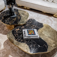 Ensemble de tables basses modernes de luxe en acier inoxydable, tables gigognes durables en métal miroir pour hall d'hôtel et mobilier de projet de villa