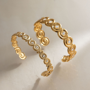 Bracciale a conchiglia J&<span class=keywords><strong>D</strong></span> Jewelry in acciaio inossidabile placcato <span class=keywords><strong>oro</strong></span> 18 carati con strass, stile resort da spiaggia, per donna - Product Image 5