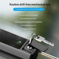 Serrure de porte intelligente en verre GL10, déverrouillage par clé, contrôle via l'application Tuya, reconnaissance d'empreintes digitales, accès par carte, entrée par code, loquet réversible