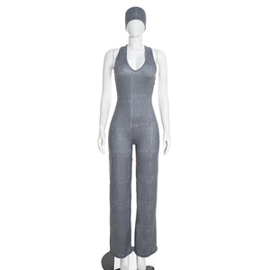 Viviblook D26JP243 Combinaison de yoga pour femme, nouvelle collection automne, sexy, sans manches, couleur unie, dos nu, décontractée, une pièce, avec bandeau - Product Image 2
