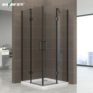 Cabina de <span class=keywords><strong>ducha</strong></span> plegable, pivote negro mate, 6mm - Product Image 1